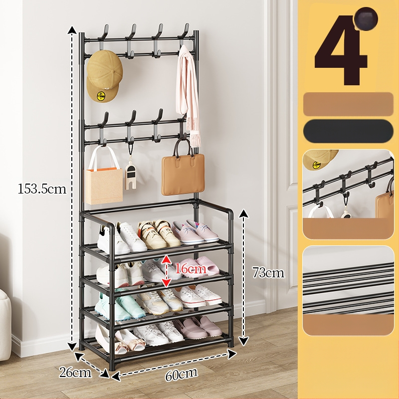 Μεταλλικό ράφι παπουτσιών και καπέλων με 3 ή 4 στρώσεις για είσοδο, πολυλειτουργικό αποθηκευτικό ντουλάπι, μοντέρνο μινιμαλιστικό στυλ