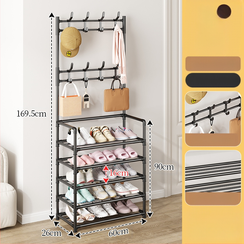 Μεταλλικό ράφι παπουτσιών και καπέλων με 3 ή 4 στρώσεις για είσοδο, πολυλειτουργικό αποθηκευτικό ντουλάπι, μοντέρνο μινιμαλιστικό στυλ
