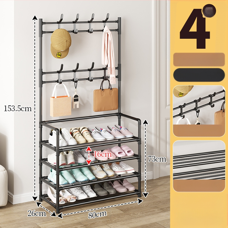 Μεταλλικό ράφι παπουτσιών και καπέλων με 3 ή 4 στρώσεις για είσοδο, πολυλειτουργικό αποθηκευτικό ντουλάπι, μοντέρνο μινιμαλιστικό στυλ