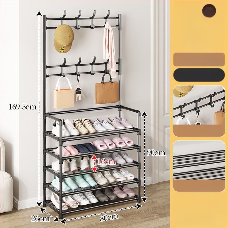Μεταλλικό ράφι παπουτσιών και καπέλων με 3 ή 4 στρώσεις για είσοδο, πολυλειτουργικό αποθηκευτικό ντουλάπι, μοντέρνο μινιμαλιστικό στυλ