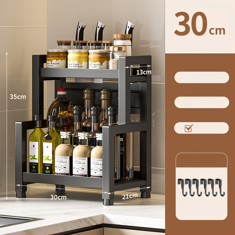 Stalo paviršiaus daugiasluoksnis prieskonių laikiklis iš nerūdijančio plieno su peilių ir įrankių laikikliu, skirtas aliejui, druskai, padažui ir actui