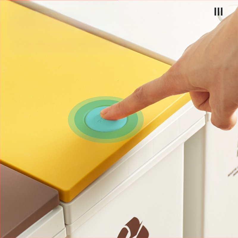 Κάδος διαλογής απορριμμάτων με καπάκι, ποδοκίνητος, πλαστικός, οικιακή χρήση, διαχωρισμός ξηρών/υγρών