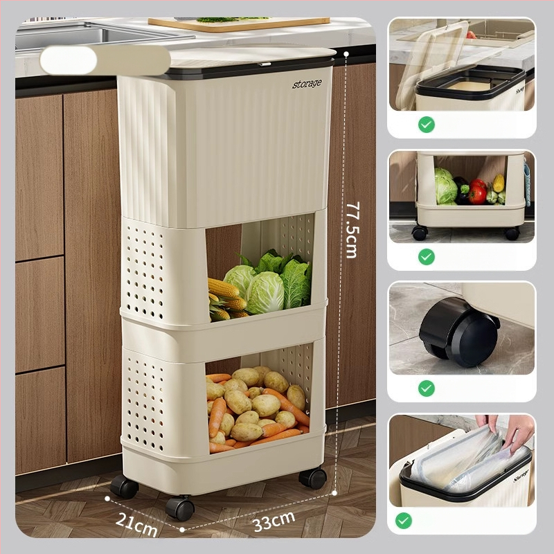 Κουζίνας κάδος απορριμμάτων με καπάκι, χωρητικότητας 12 L και άνω, πλαστικός, με περιστρεφόμενο καπάκι, αποσπώμενο πολυλειτουργικό ράφι αποθήκευσης