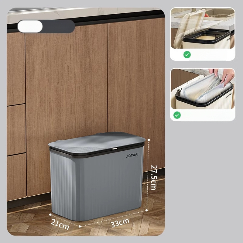 Κουζίνας κάδος απορριμμάτων με καπάκι, χωρητικότητας 12 L και άνω, πλαστικός, με περιστρεφόμενο καπάκι, αποσπώμενο πολυλειτουργικό ράφι αποθήκευσης