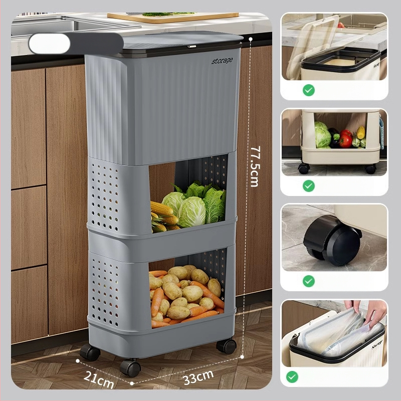 Κουζίνας κάδος απορριμμάτων με καπάκι, χωρητικότητας 12 L και άνω, πλαστικός, με περιστρεφόμενο καπάκι, αποσπώμενο πολυλειτουργικό ράφι αποθήκευσης