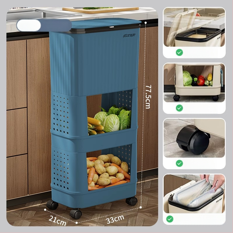 Κουζίνας κάδος απορριμμάτων με καπάκι, χωρητικότητας 12 L και άνω, πλαστικός, με περιστρεφόμενο καπάκι, αποσπώμενο πολυλειτουργικό ράφι αποθήκευσης