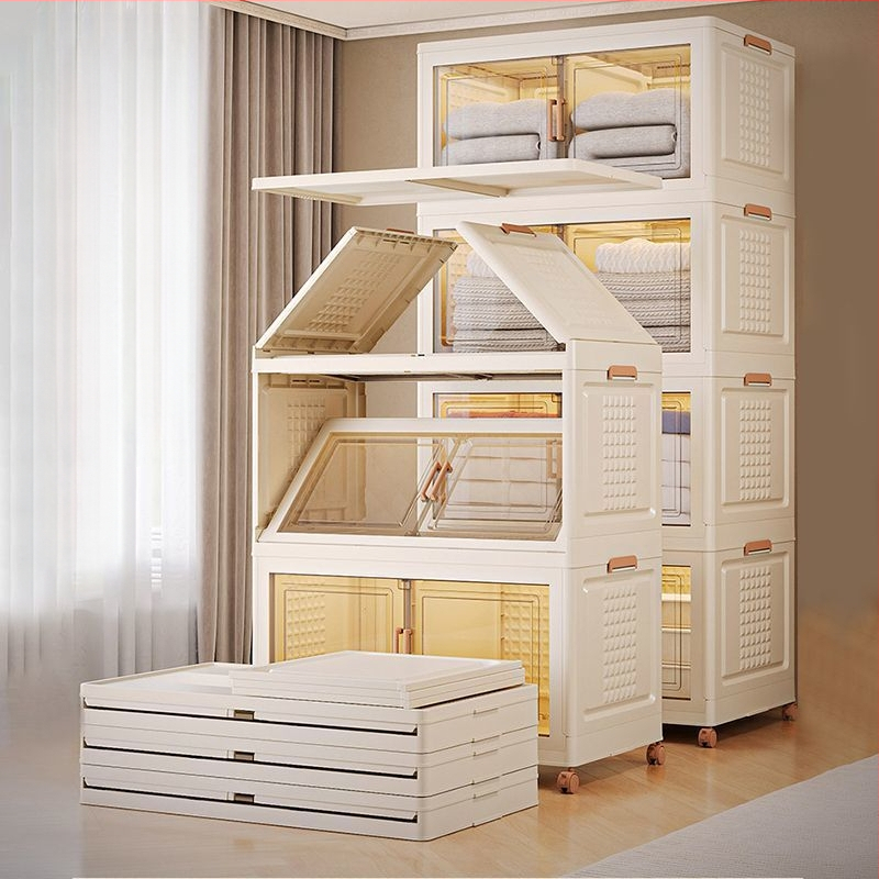 Съхранителен шкаф за дома — хол и спалня, минималистичен стил, полипропилен (PP), много нива, с колела