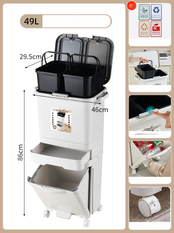 Κάδος απορριμμάτων κουζίνας με καπάκι, άνοιγμα με πάτημα, υλικό PP, χωρητικότητα άνω των 12 λίτρων, κυλινδρικού σχήματος, για οικιακή χρήση