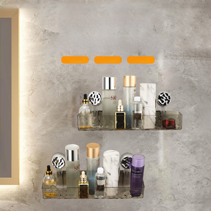 Vannas istabas sienas glabāšanas plaukts ar piesūcēju | Plastmasas | Viens slānis | Viegls luksuss | Thriving