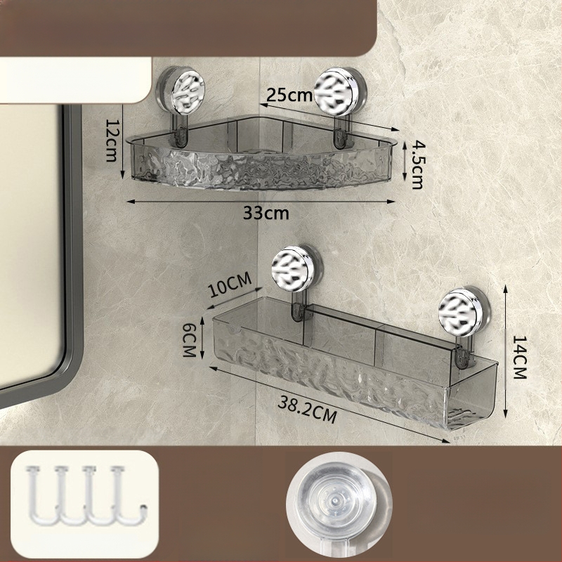 Vannas istabas sienas glabāšanas plaukts ar piesūcēju | Plastmasas | Viens slānis | Viegls luksuss | Thriving