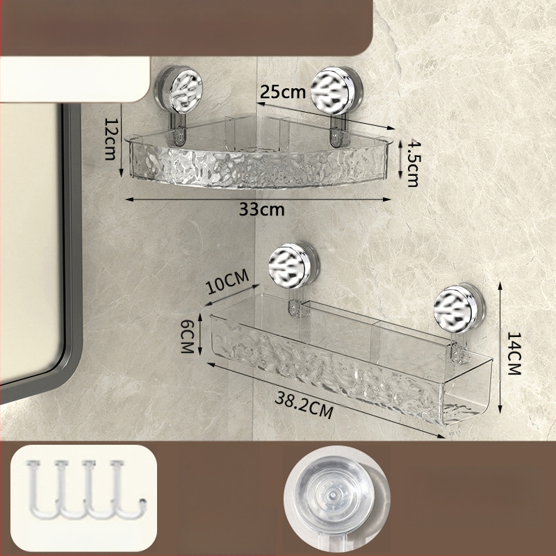 Vannas istabas sienas glabāšanas plaukts ar piesūcēju | Plastmasas | Viens slānis | Viegls luksuss | Thriving