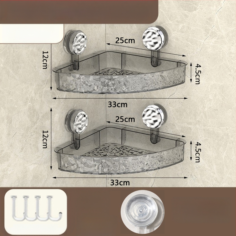 Vannas istabas sienas glabāšanas plaukts ar piesūcēju | Plastmasas | Viens slānis | Viegls luksuss | Thriving