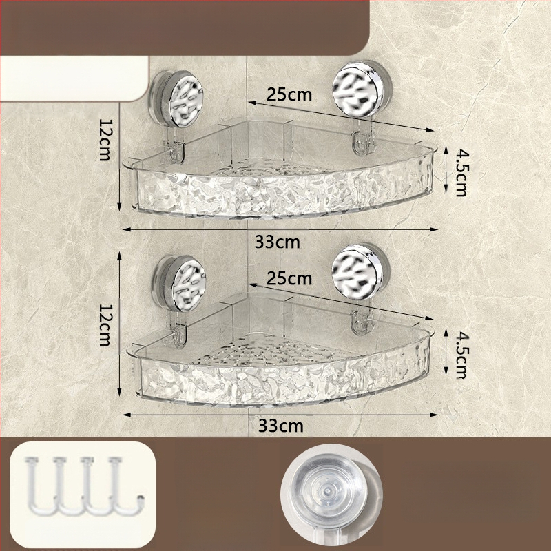 Vannas istabas sienas glabāšanas plaukts ar piesūcēju | Plastmasas | Viens slānis | Viegls luksuss | Thriving