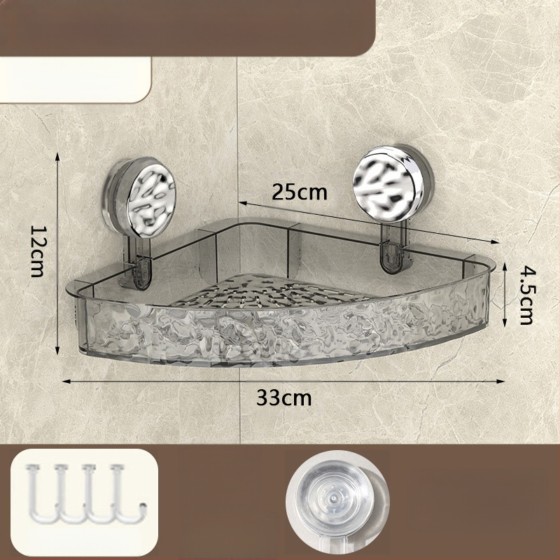Vannas istabas sienas glabāšanas plaukts ar piesūcēju | Plastmasas | Viens slānis | Viegls luksuss | Thriving