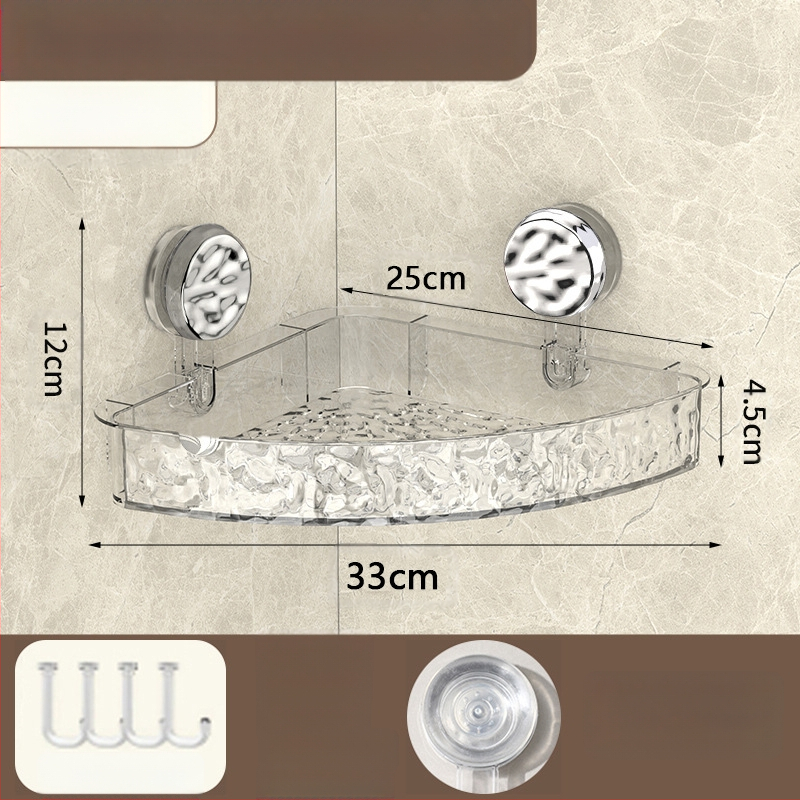 Vannas istabas sienas glabāšanas plaukts ar piesūcēju | Plastmasas | Viens slānis | Viegls luksuss | Thriving