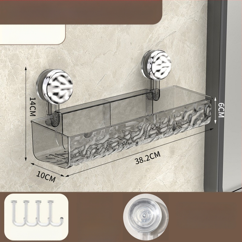 Vannas istabas sienas glabāšanas plaukts ar piesūcēju | Plastmasas | Viens slānis | Viegls luksuss | Thriving