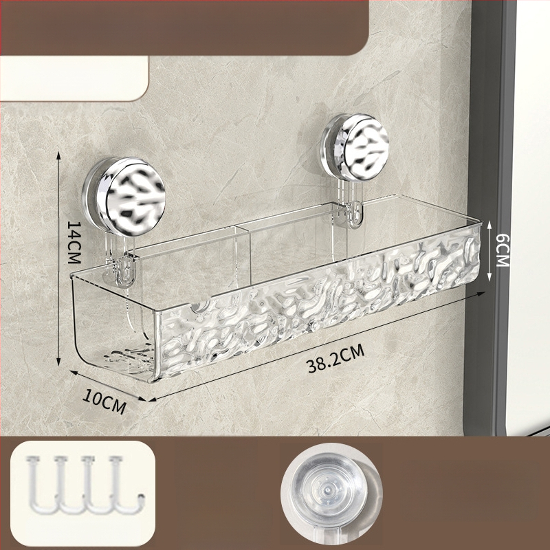 Vannas istabas sienas glabāšanas plaukts ar piesūcēju | Plastmasas | Viens slānis | Viegls luksuss | Thriving