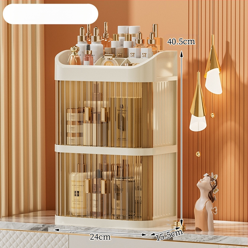 Átlátszó kozmetikai tároló doboz többszintű fiókos asztali tároló • polipropilén (PP) • egyszerű, modern dizájn