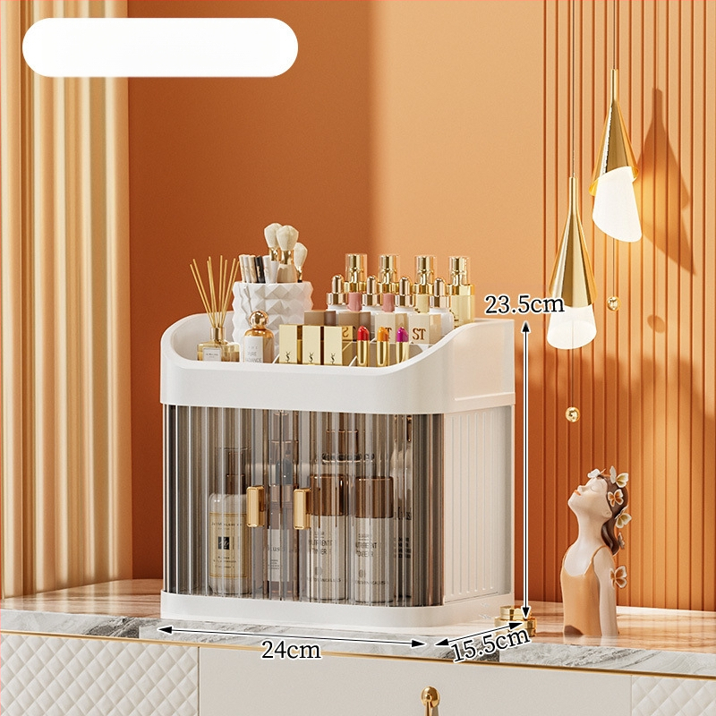 Átlátszó kozmetikai tároló doboz többszintű fiókos asztali tároló • polipropilén (PP) • egyszerű, modern dizájn