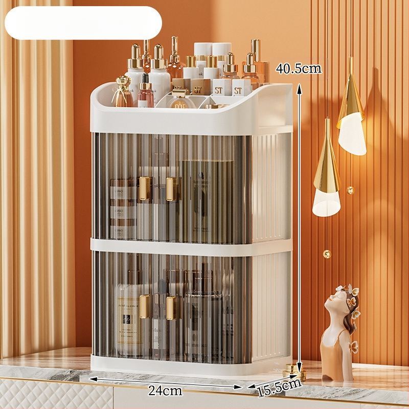 Átlátszó kozmetikai tároló doboz többszintű fiókos asztali tároló • polipropilén (PP) • egyszerű, modern dizájn