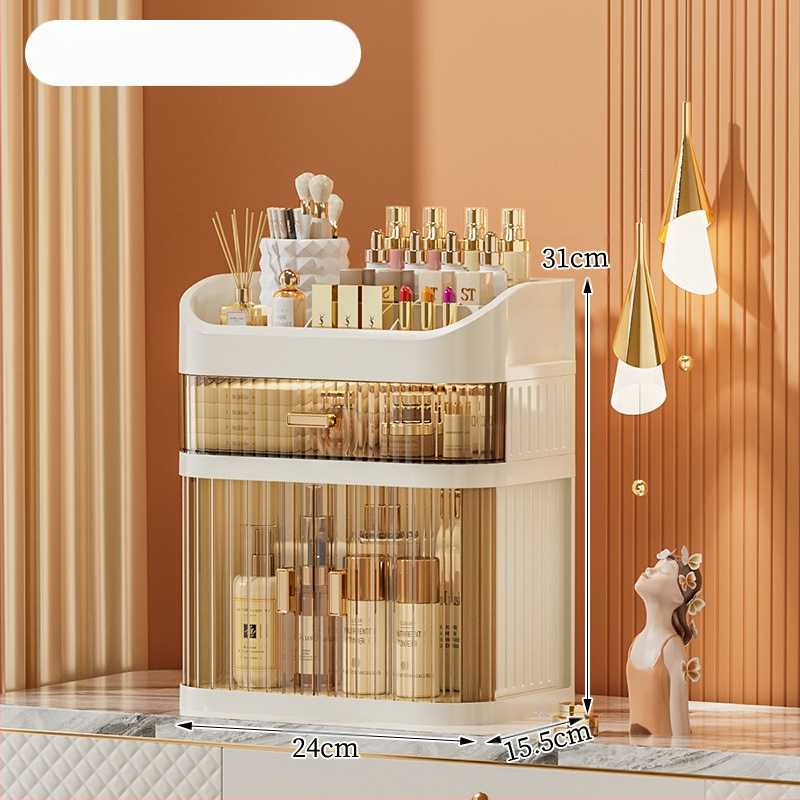 Átlátszó kozmetikai tároló doboz többszintű fiókos asztali tároló • polipropilén (PP) • egyszerű, modern dizájn