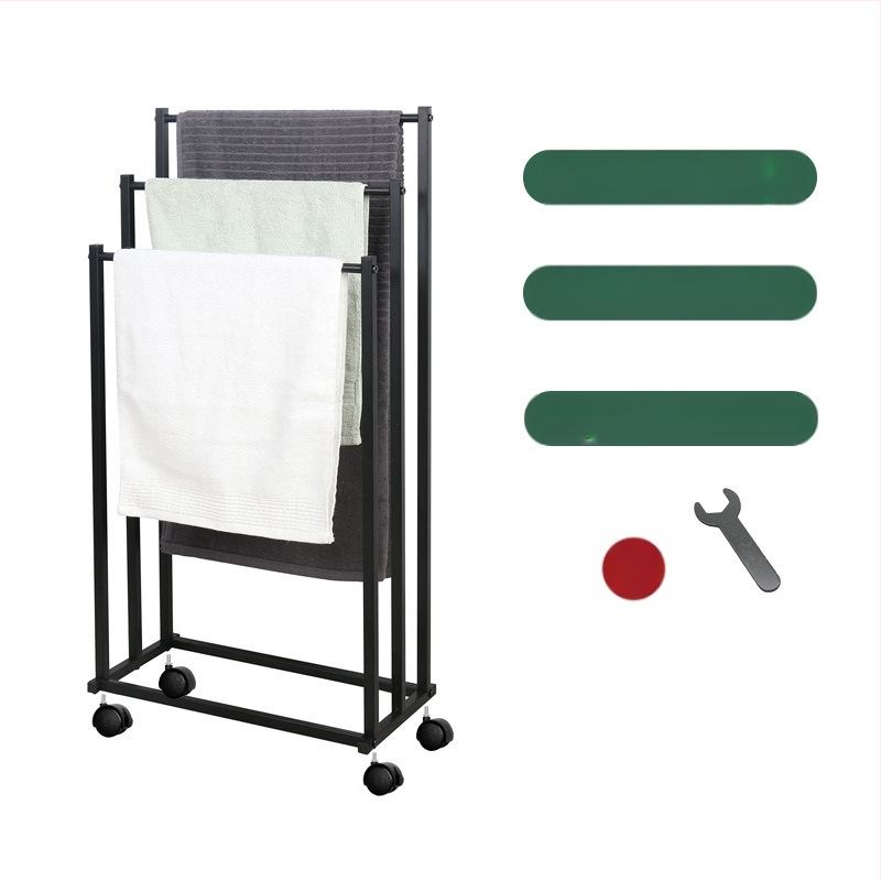 Ράγα πετσέτας με βάση, μεταλλική, χωρίς διάτρηση, φορητή μονάδα αποθήκευσης μπάνιου με κρεμάστρα