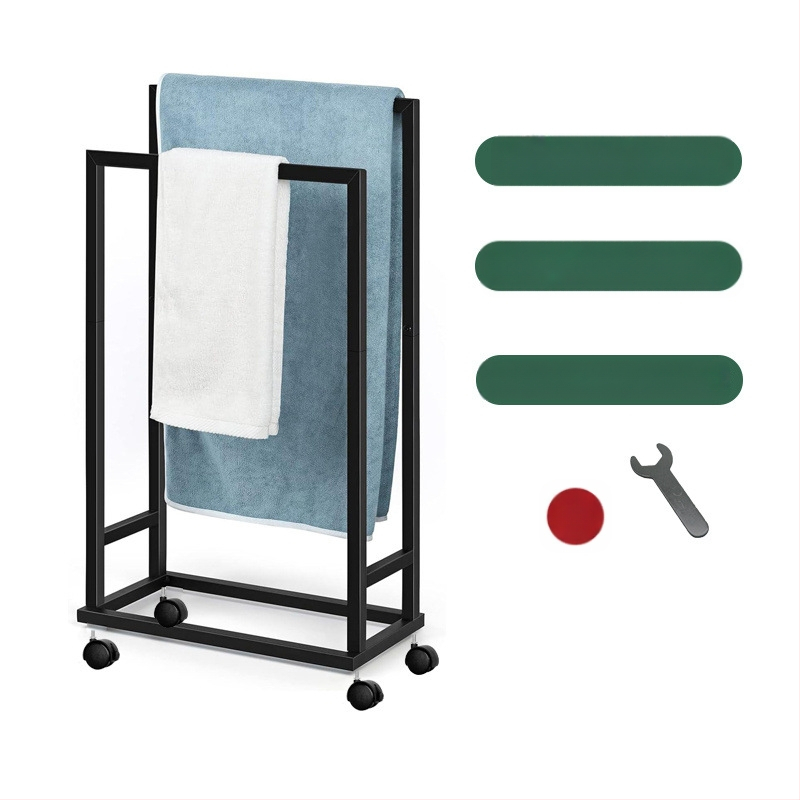 Ράγα πετσέτας με βάση, μεταλλική, χωρίς διάτρηση, φορητή μονάδα αποθήκευσης μπάνιου με κρεμάστρα