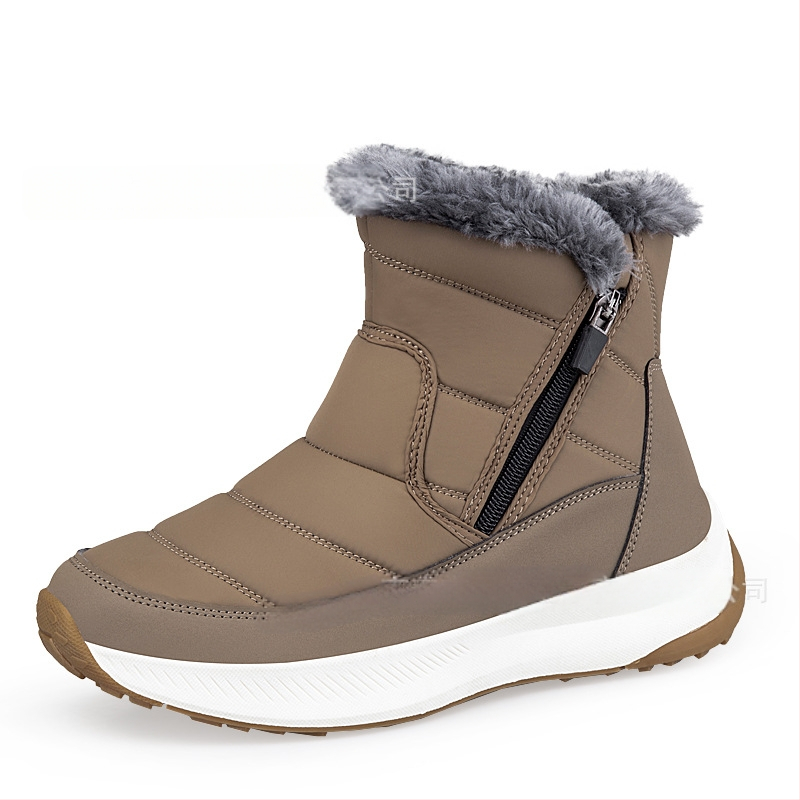 Sieviešu sniega zābaki ar augstu augšu, iekšējā mākslīgā kažokāde, sānu rāvējslēdzējs, auduma augšdaļa, TPR zole