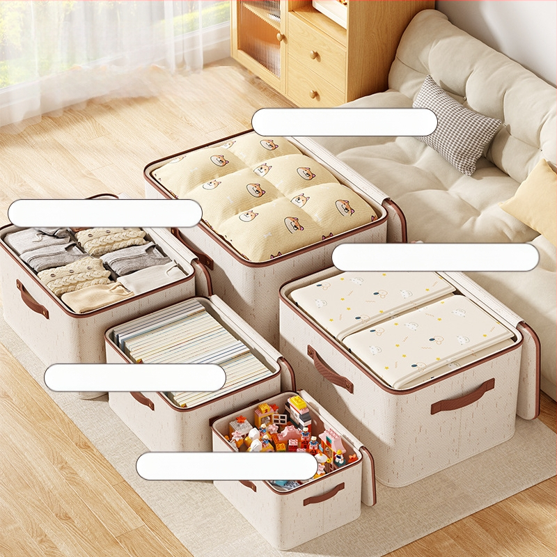 Tianshan kokvilnas un lina ar aizdari glabāšanas kaste ar vāku — saliekama, pārnēsājama, izturīga pret putekļiem un mitrumu, tilpums 42 L