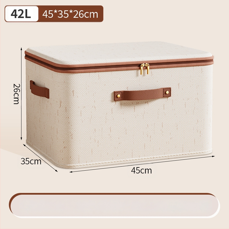 Tianshan kokvilnas un lina ar aizdari glabāšanas kaste ar vāku — saliekama, pārnēsājama, izturīga pret putekļiem un mitrumu, tilpums 42 L