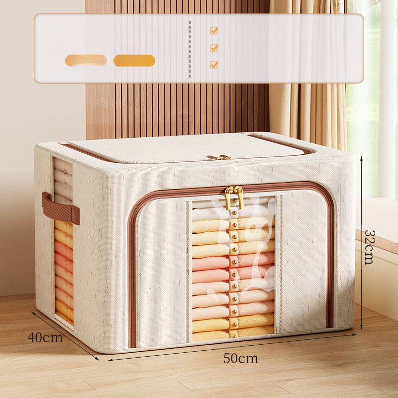 Tianshan kokvilnas un lina ar aizdari glabāšanas kaste ar vāku — saliekama, pārnēsājama, izturīga pret putekļiem un mitrumu, tilpums 42 L