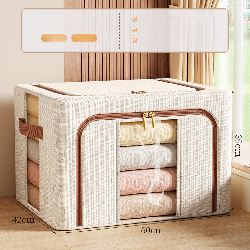 Tianshan kokvilnas un lina ar aizdari glabāšanas kaste ar vāku — saliekama, pārnēsājama, izturīga pret putekļiem un mitrumu, tilpums 42 L