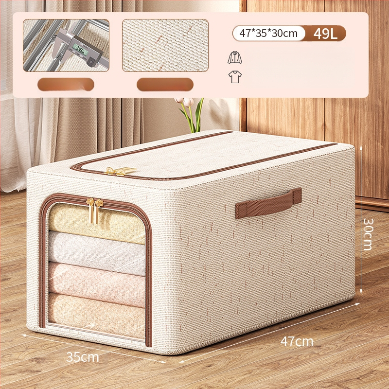 Tianshan kokvilnas un lina ar aizdari glabāšanas kaste ar vāku — saliekama, pārnēsājama, izturīga pret putekļiem un mitrumu, tilpums 42 L