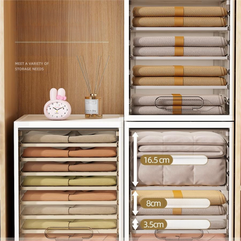 Drēbju skapja uzglabāšanas kārba ar atvilktnēm, 18L, PP plastmasa, JM9101