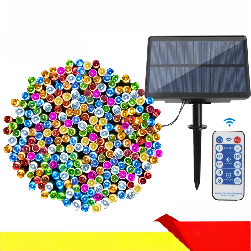 Ηλιακή LED σειρά, 8 λειτουργιών, εξωτερικά διακοσμητικά φώτα κήπου για χριστουγεννιάτικη χρήση (200 LED, IP44, 3000K, 200 lm)