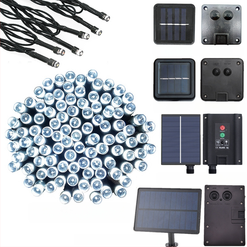 Ηλιακή LED σειρά, 8 λειτουργιών, εξωτερικά διακοσμητικά φώτα κήπου για χριστουγεννιάτικη χρήση (200 LED, IP44, 3000K, 200 lm)