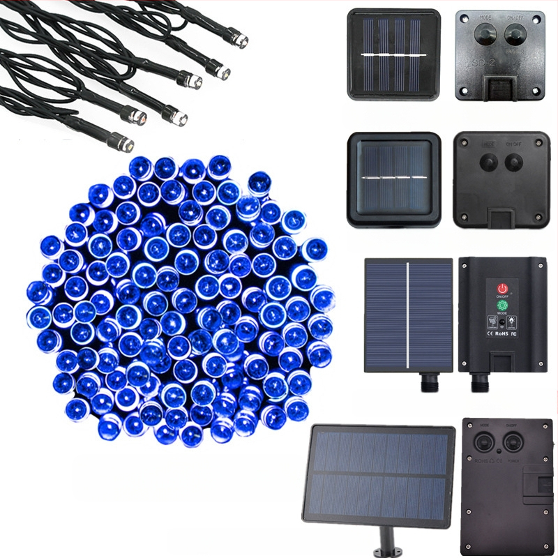 Ηλιακή LED σειρά, 8 λειτουργιών, εξωτερικά διακοσμητικά φώτα κήπου για χριστουγεννιάτικη χρήση (200 LED, IP44, 3000K, 200 lm)