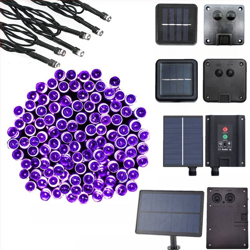 Ηλιακή LED σειρά, 8 λειτουργιών, εξωτερικά διακοσμητικά φώτα κήπου για χριστουγεννιάτικη χρήση (200 LED, IP44, 3000K, 200 lm)