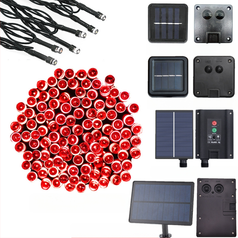 Ηλιακή LED σειρά, 8 λειτουργιών, εξωτερικά διακοσμητικά φώτα κήπου για χριστουγεννιάτικη χρήση (200 LED, IP44, 3000K, 200 lm)