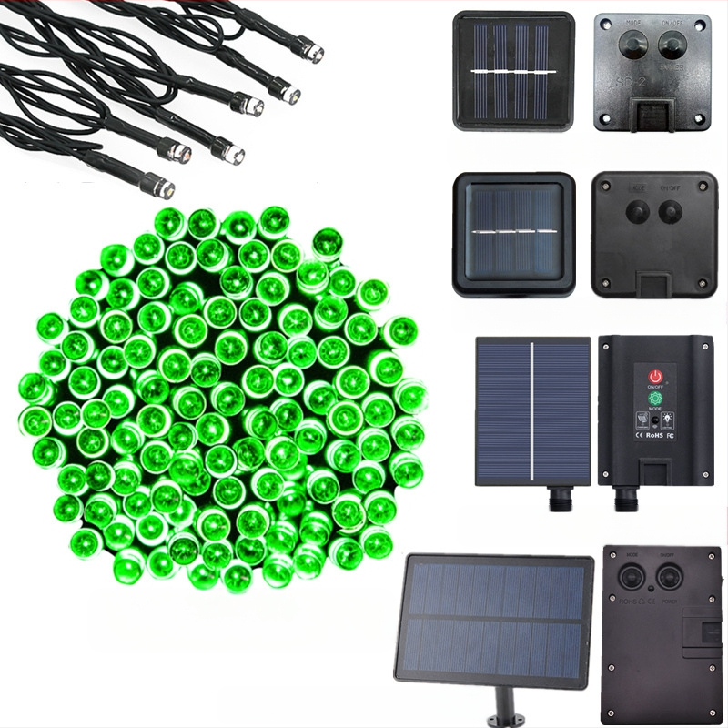 Ηλιακή LED σειρά, 8 λειτουργιών, εξωτερικά διακοσμητικά φώτα κήπου για χριστουγεννιάτικη χρήση (200 LED, IP44, 3000K, 200 lm)