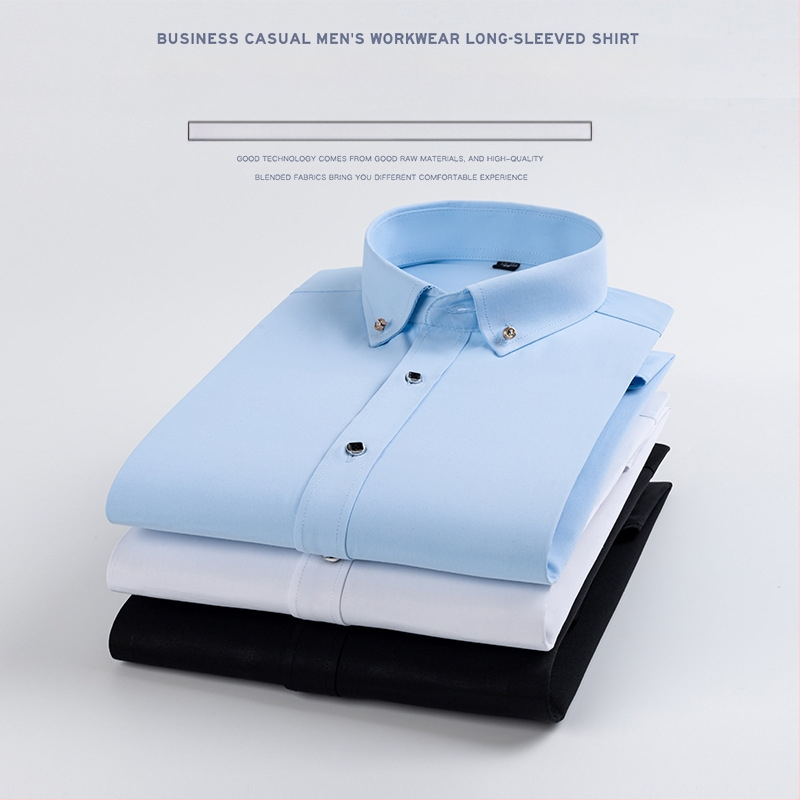 Muška košulja – poslovni stil, kvadratni ovratnik, duge rukave, tkanina od poliester smjese, strojno pranje, otporna na gužvanje