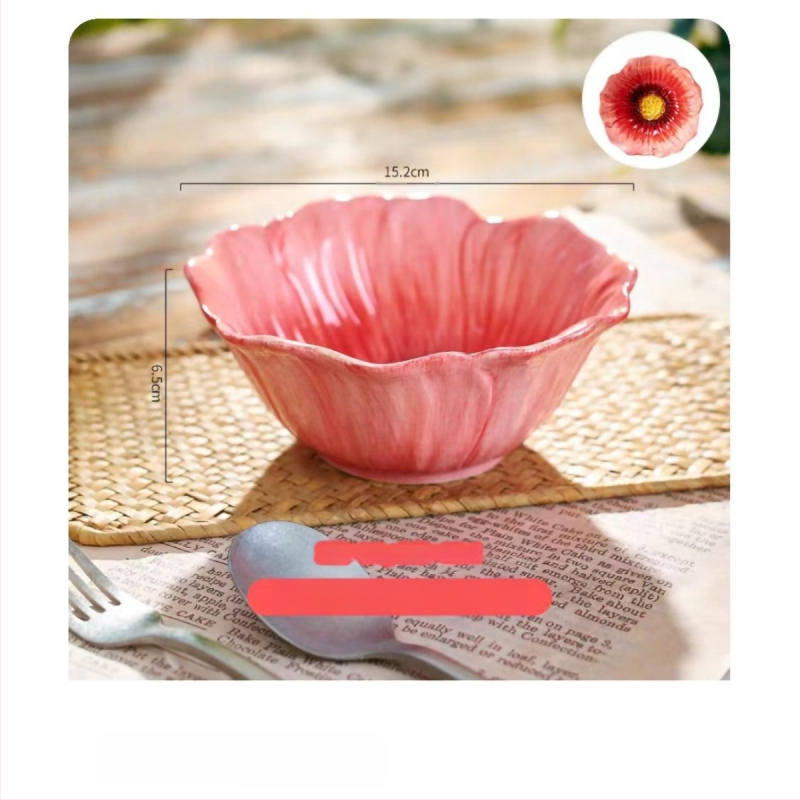 Porcelaninių dubenėlių ir lėkščių rinkinys su gėlių raštu, tinkamas naudoti mikrobangų krosnelėje, pritaikomas