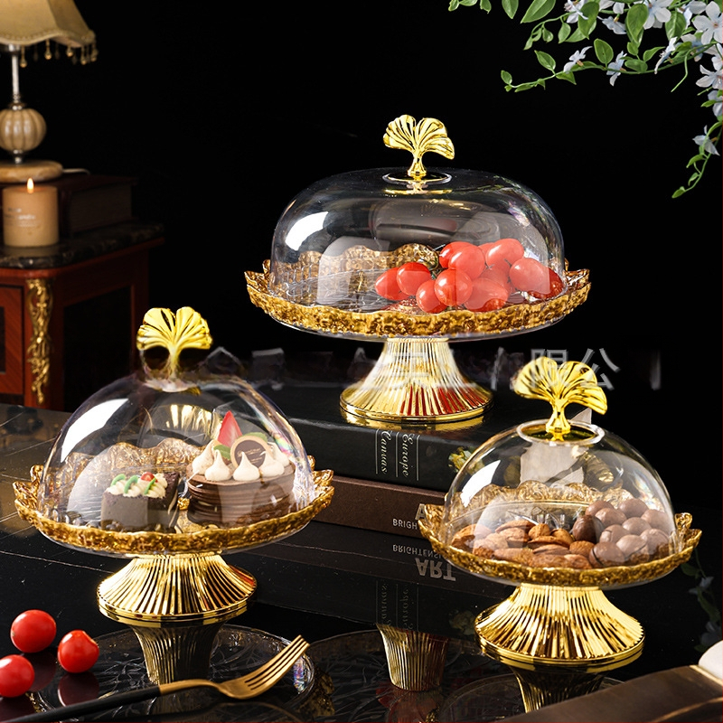 Πλαστικό πιάτο φρούτων και επιδορπίου με επίχρυσο φινίρισμα, στιλ ήπιας πολυτελείας, ποιοτικό προϊόν, μη εισαγόμενο