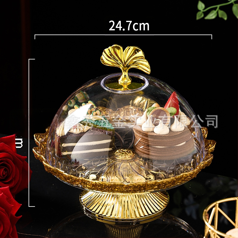 Πλαστικό πιάτο φρούτων και επιδορπίου με επίχρυσο φινίρισμα, στιλ ήπιας πολυτελείας, ποιοτικό προϊόν, μη εισαγόμενο