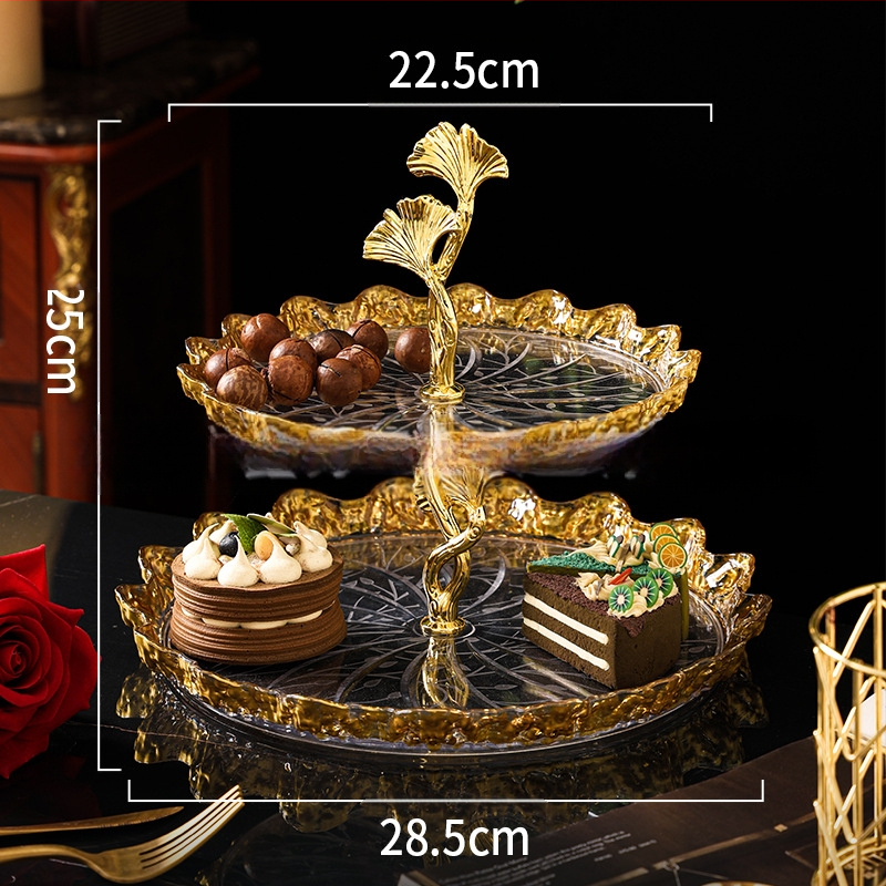 Πλαστικό πιάτο φρούτων και επιδορπίου με επίχρυσο φινίρισμα, στιλ ήπιας πολυτελείας, ποιοτικό προϊόν, μη εισαγόμενο