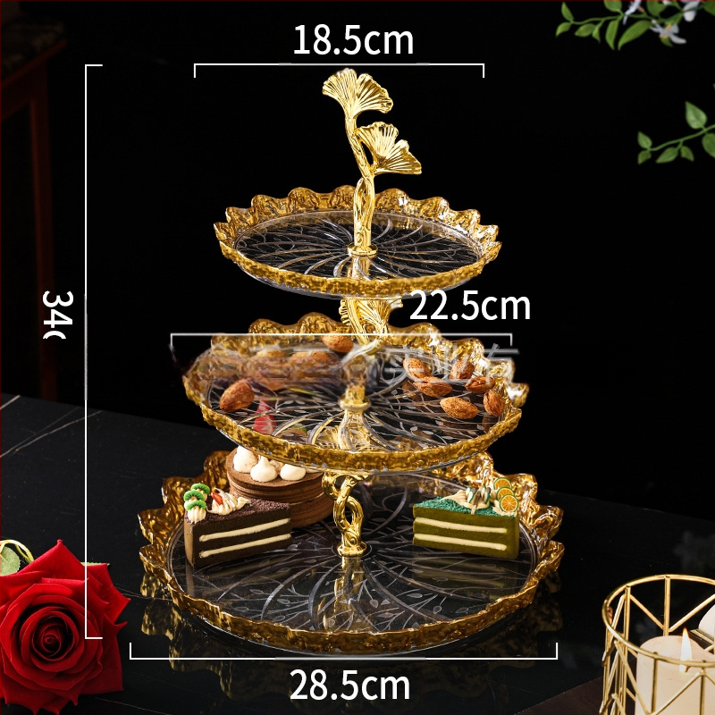 Πλαστικό πιάτο φρούτων και επιδορπίου με επίχρυσο φινίρισμα, στιλ ήπιας πολυτελείας, ποιοτικό προϊόν, μη εισαγόμενο