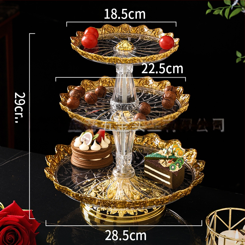 Πλαστικό πιάτο φρούτων και επιδορπίου με επίχρυσο φινίρισμα, στιλ ήπιας πολυτελείας, ποιοτικό προϊόν, μη εισαγόμενο