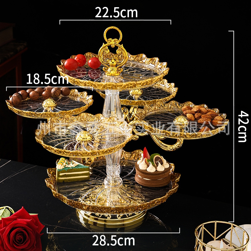 Πλαστικό πιάτο φρούτων και επιδορπίου με επίχρυσο φινίρισμα, στιλ ήπιας πολυτελείας, ποιοτικό προϊόν, μη εισαγόμενο