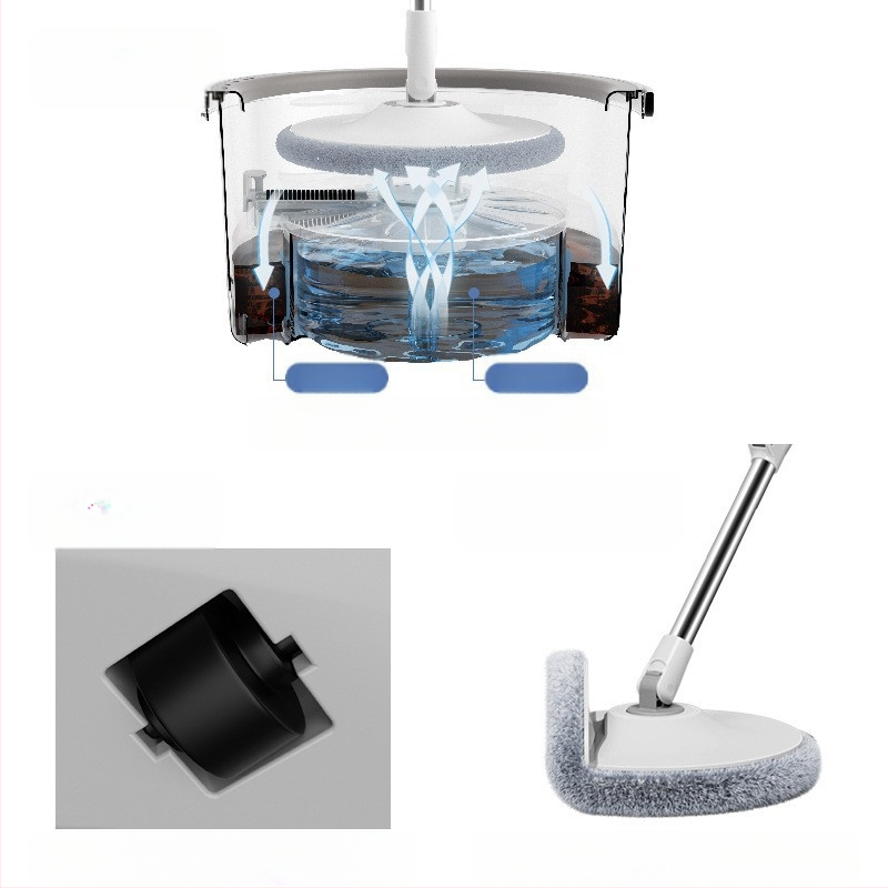 Forgó mop vödörrel – mikroszálas fej, teleszkópos hossz 108-128 cm, rozsdamentes acél rúd, teherbírás > 10 kg