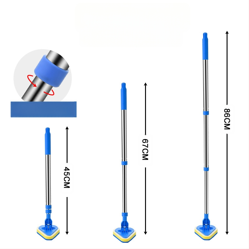 Wave Height Αναδιπλούμενη βούρτσα καθαρισμού με μακριά λαβή — τριγωνική βούρτσα για πλακάκια και μπάνιο, με σφουγγάρι, πολυλειτουργική